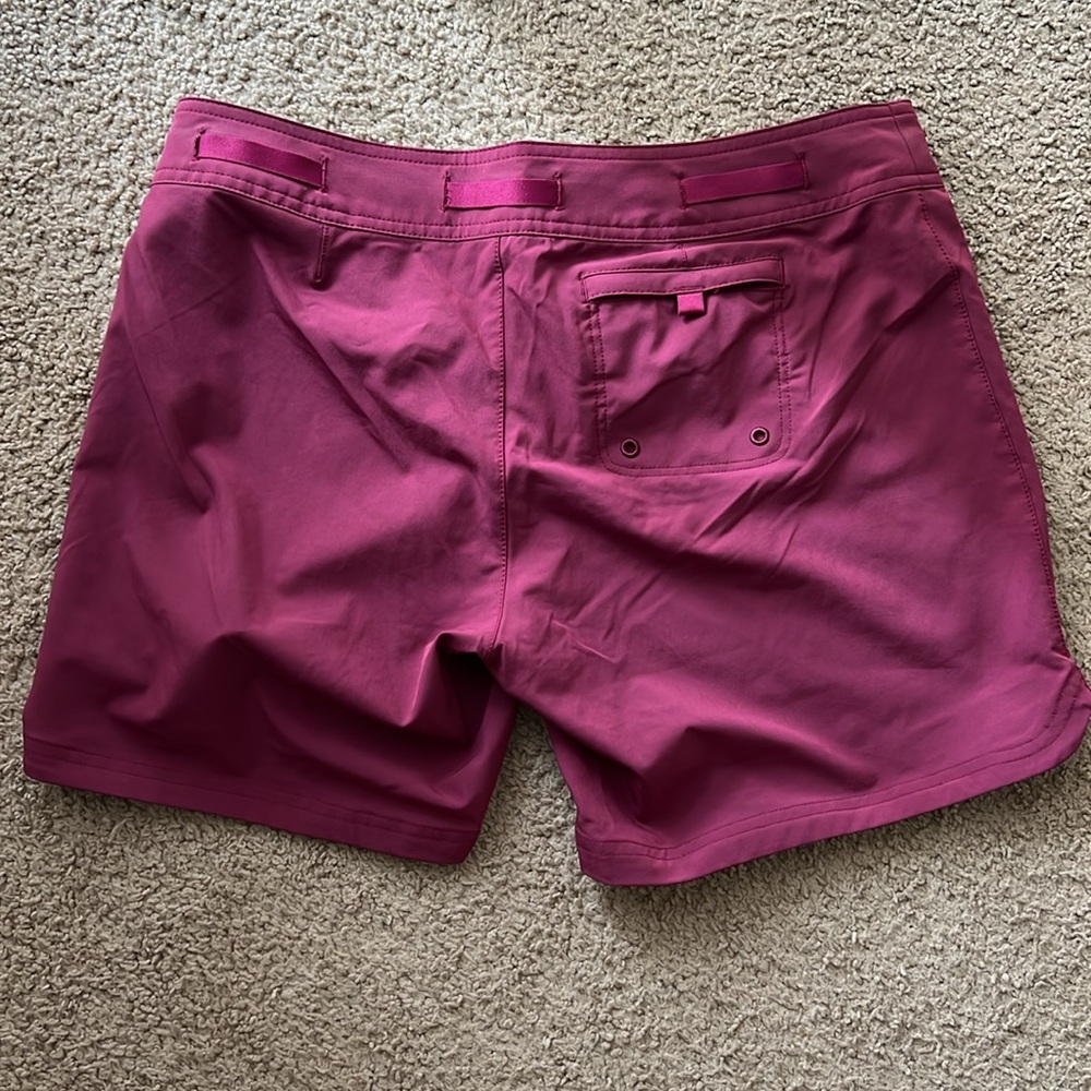 Prana Women’s Board Shorts Burgundy Small Velcro and ribbon tie - Picture 2 of 3